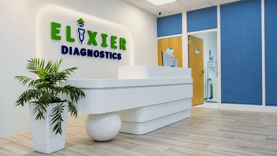 Reception and waiting area at Elixier Diagnostics in Fulwood, Preston