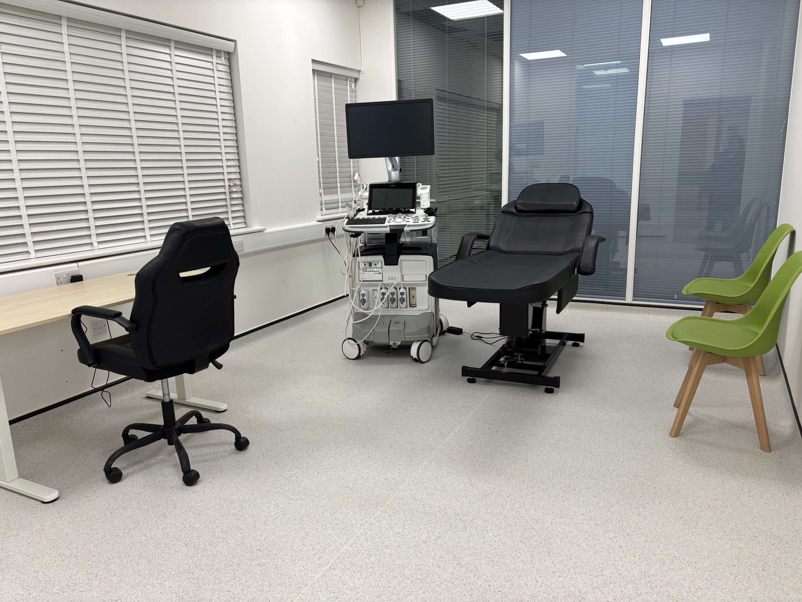 Modern ultrasound scanning room at Elixier Diagnostics